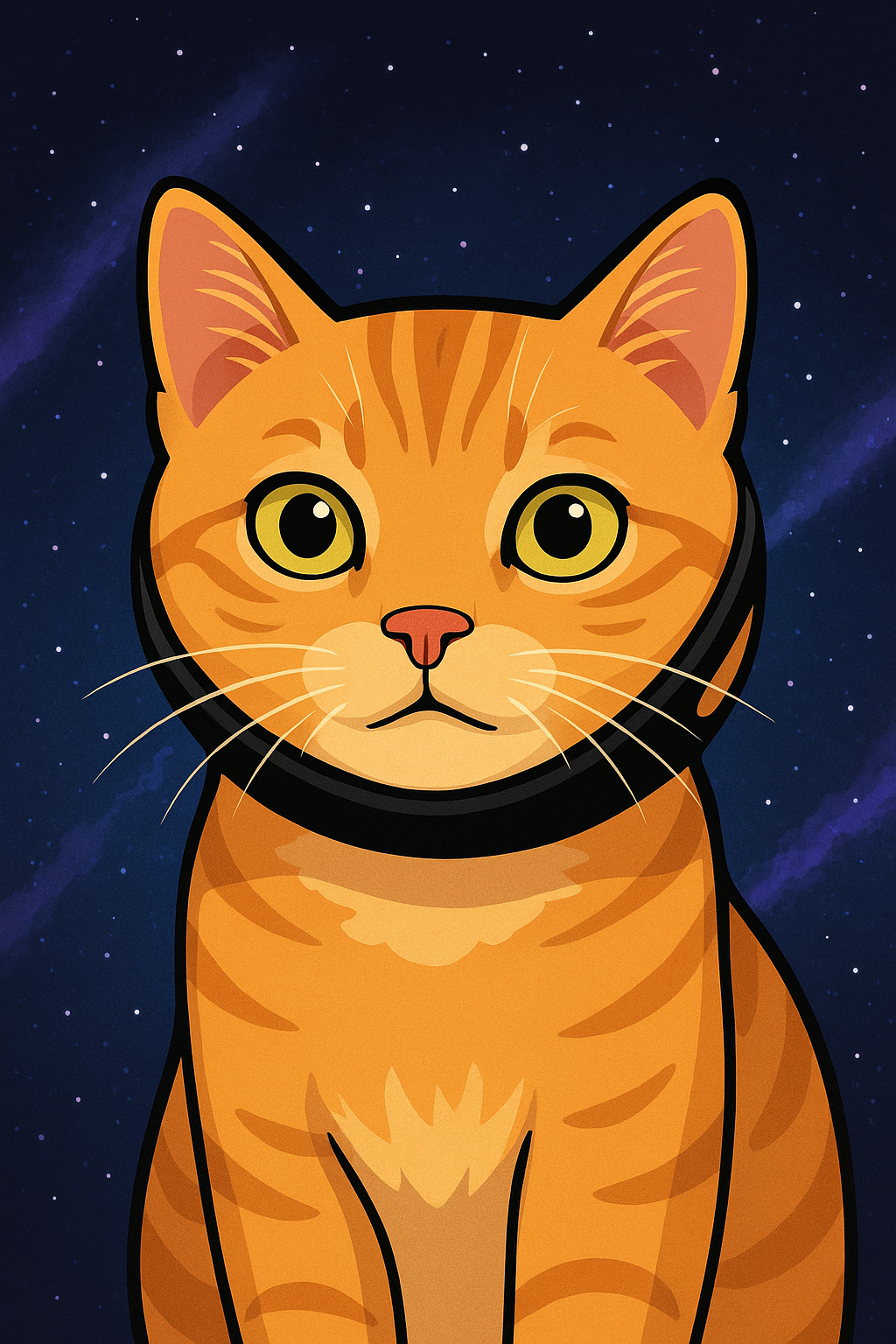 Cat with chin strap